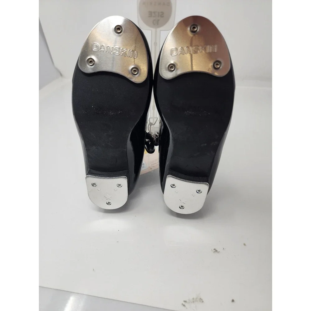 Danskin Girls Mary Jane Tap Shoes Black Faux Leather Dance Athletic Size 10
